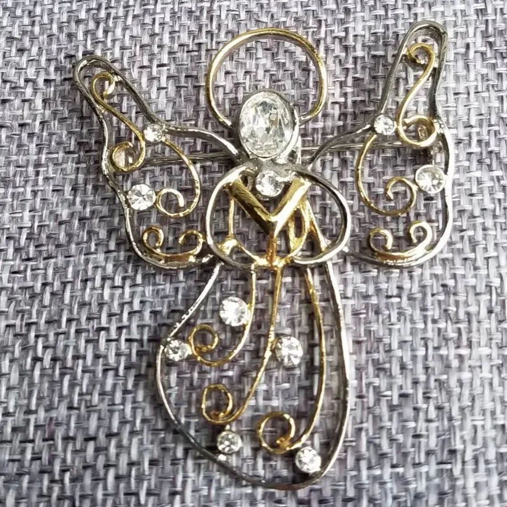 Eisenberg Ice Angel Brooch with Crystals